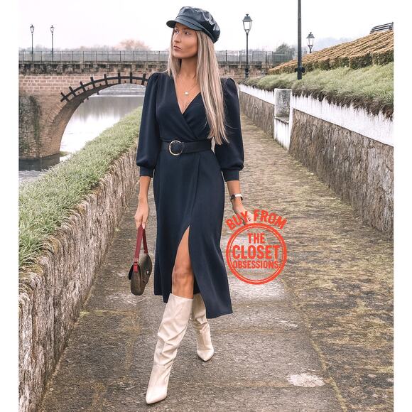 ZARA Belted Midi Dress NWT - Picture 3 of 13